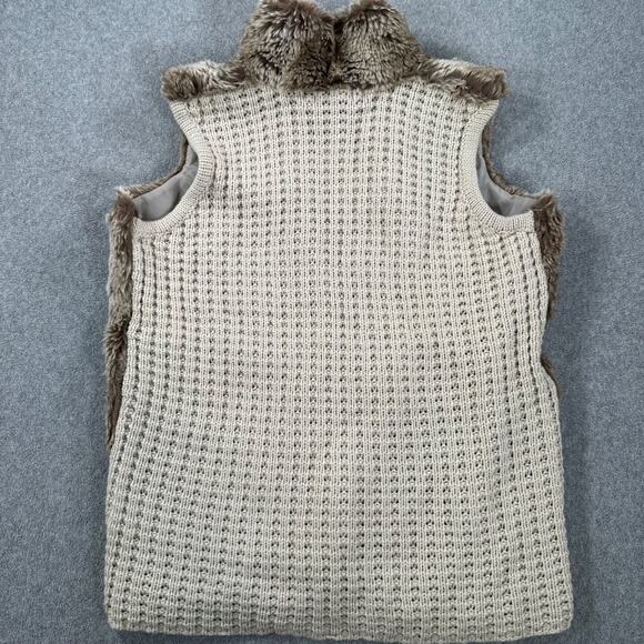 89th & Madison Faux Fur Knit Vest Women's Medium Beige Brown Sleeveless - Picture 8 of 8